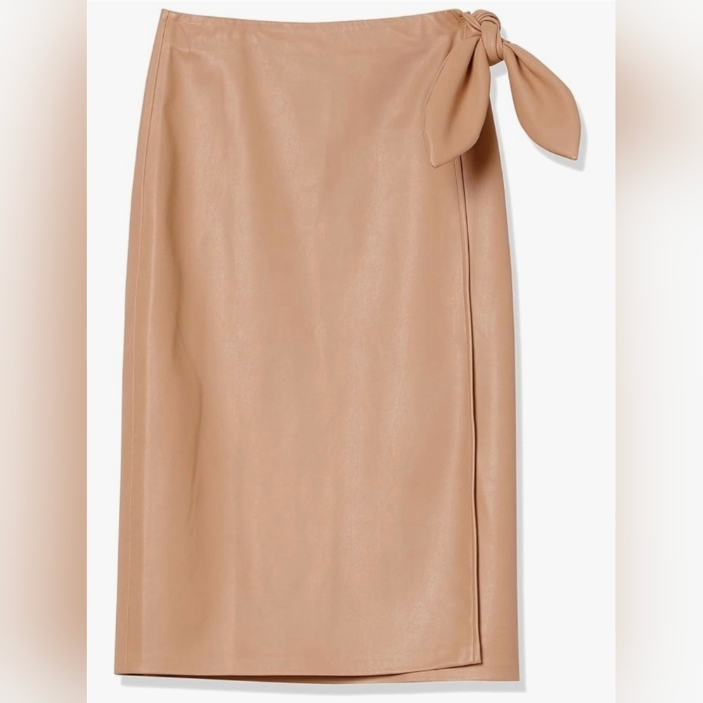 The Drop Women's Manon Vegan Leather Wrap-Front Midi Skirt #725 - Picture 7 of 8